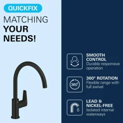 Grohe keukenmengkraan Start Edge hoge uitloop mat zwart