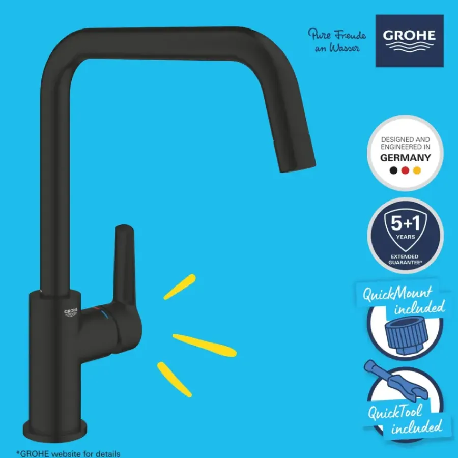 Grohe keukenmengkraan Start hoge uitloop mat zwart