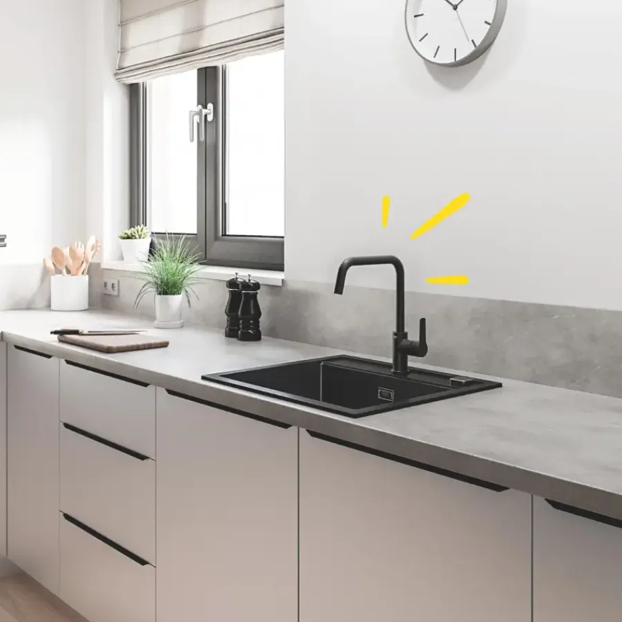 Grohe keukenmengkraan Start hoge uitloop mat zwart