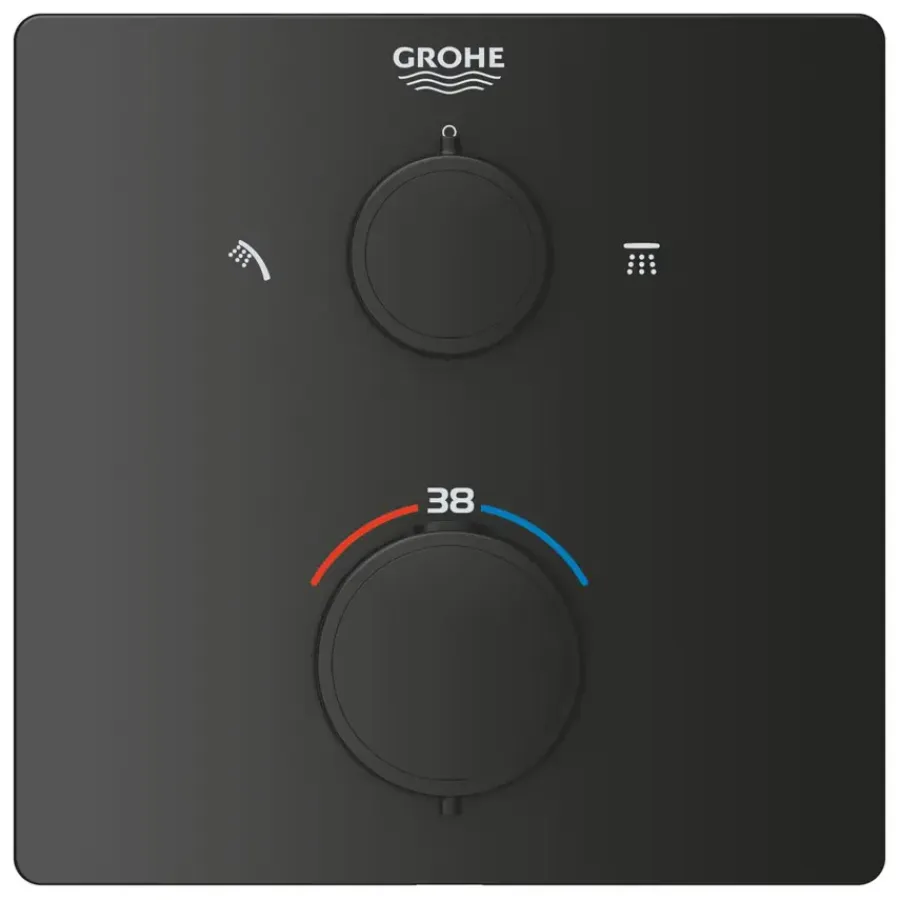 Grohe Precision Thermostat Perfect inbouw douchesysteem met Vitalio Comfort 250 hoofddouche vierkant Mat Zwart