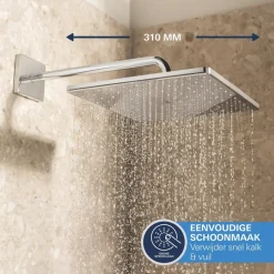 Grohe Precision Thermostat Perfect inbouw douchesysteem met Vitalio Rain Mono 310 hoofddouche vierkant Chroom