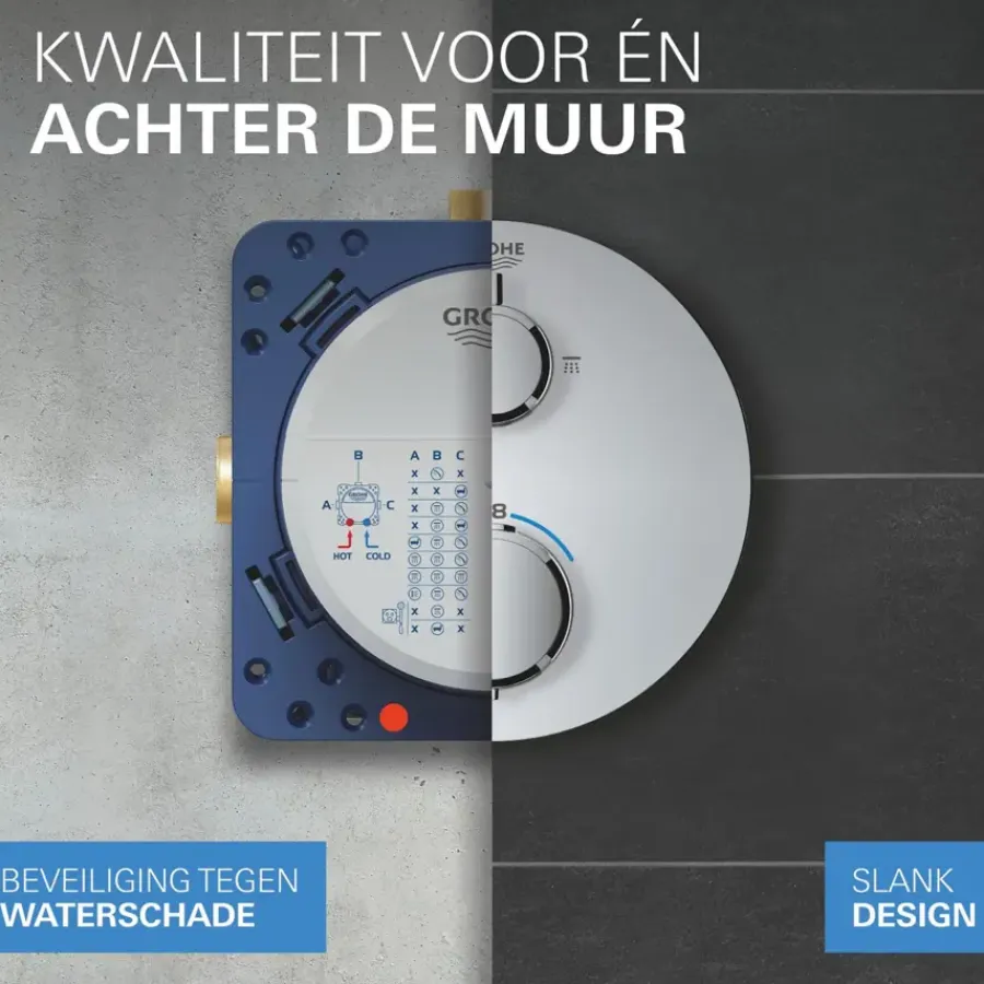 Grohe Precision Thermostat Perfect inbouw douchesysteem met Vitalio Rain Mono 310 hoofddouche rond Chroom