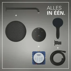 Grohe Precision Thermostat Perfect inbouw douchesysteem met Vitalio Comfort 250 hoofddouche rond Mat Zwart