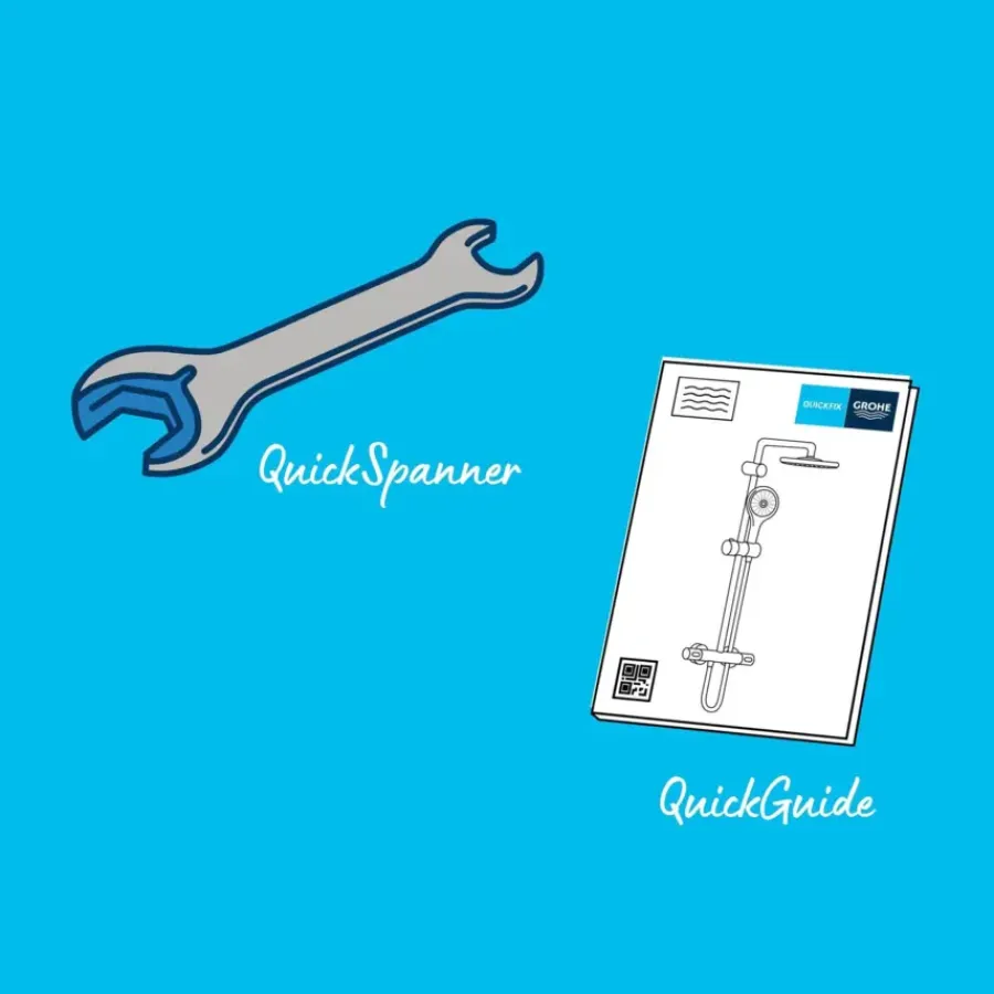 Grohe regendoucheset Quickfix Vitalio Joy XXL - hoofddouche 31 cm - met handdouche en thermostaatkraan 3 standen chroom - hartafstand kraan 15 cm