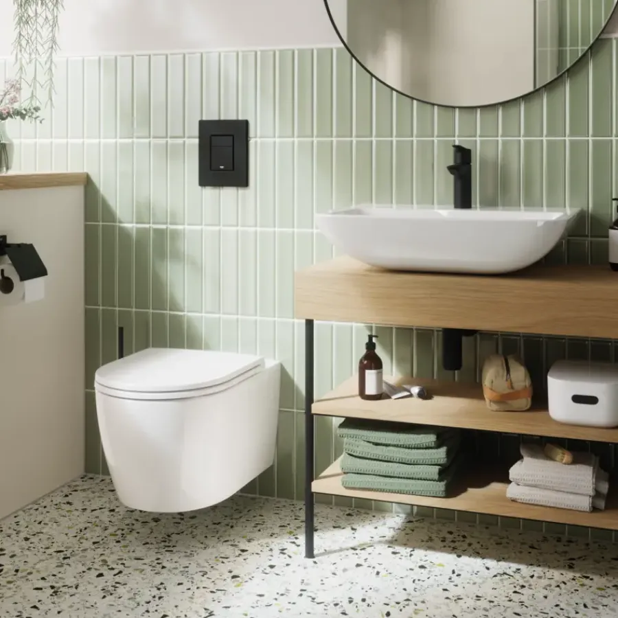 Grohe regendoucheset Quickfix Vitalio Start met handdouche 2 standen zwart - hartafstand kraan 15 cm