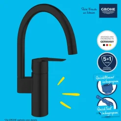 Grohe Start Keukenmengkraan C-Uitloop Mat Zwart