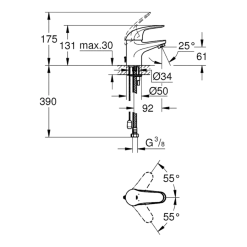 Grohe Swift S-size éénhendel wastafelkraan met ketting Chroom