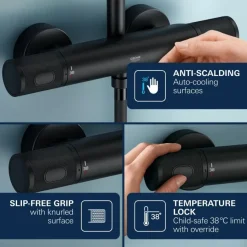 Grohe thermostatische badkraan Precision Feel mat zwart 15 cm