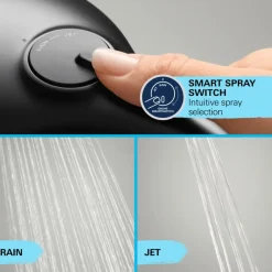 Grohe Vitalio Comfort 250 douchesysteem met thermostaatkraan mat zwart