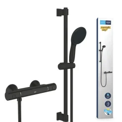 Grohe Vitalio Start doucheset Precision Start met thermostaatkraan mat zwart