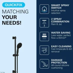 Grohe Vitalio Start 110 glijstangset douche mat zwart 60 cm