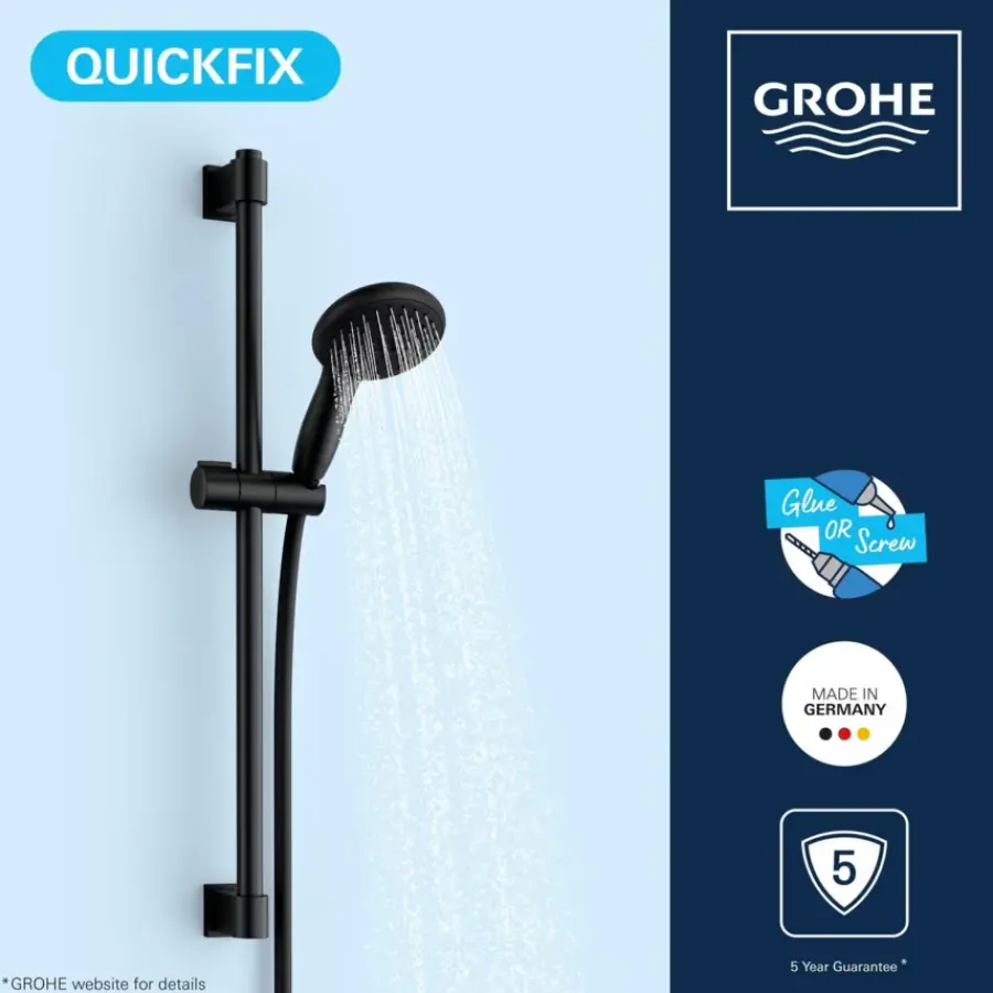 Grohe Vitalio Start 110 glijstangset douche mat zwart 60 cm