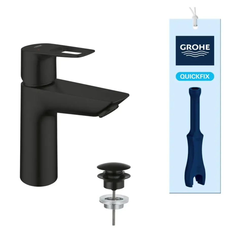 Grohe wastafelmengkraan Start Loop M-Size push open mat zwart