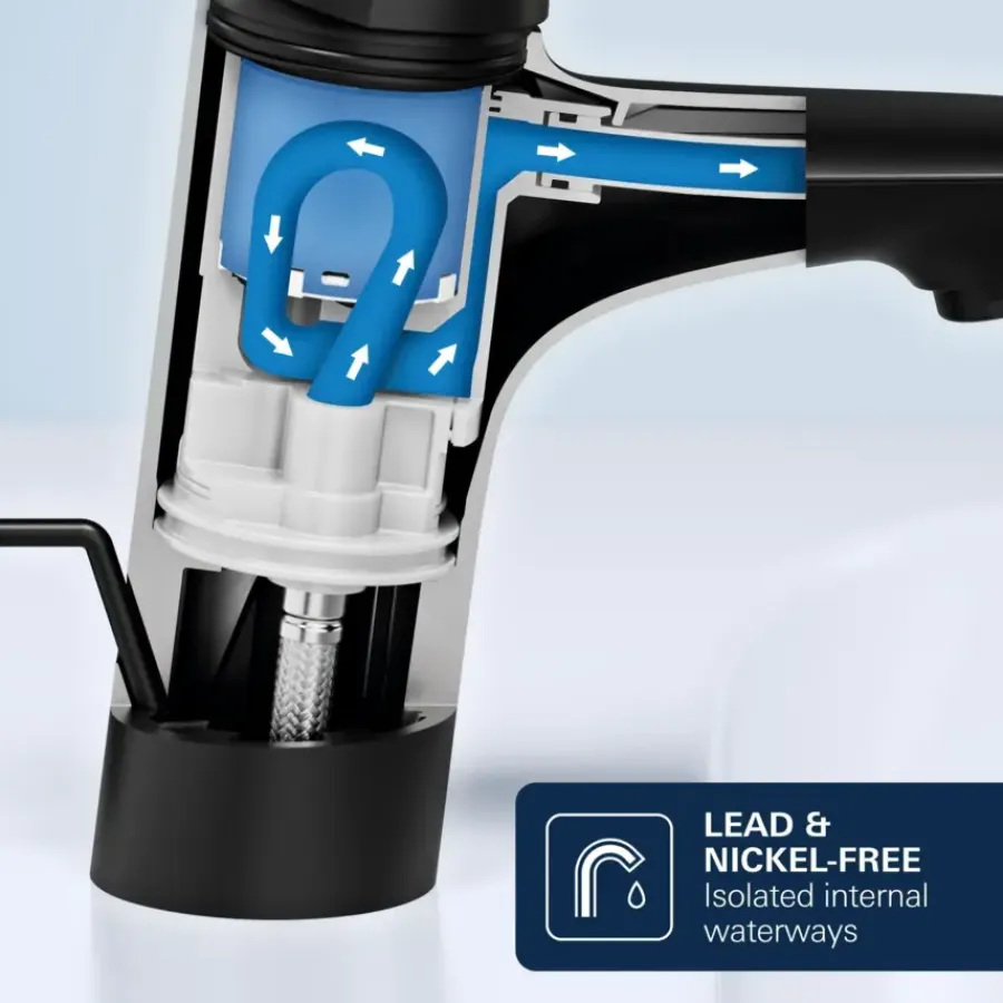 Grohe wastafelmengkraan Start Loop S-Size push open mat zwart