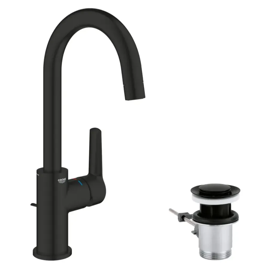 Grohe Wastafelmengkraan Start L-Size met waste Mat Zwart