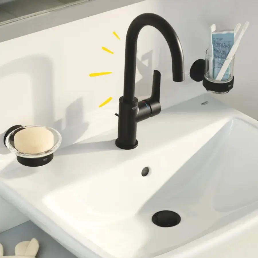 Grohe Wastafelmengkraan Start L-Size met waste Mat Zwart