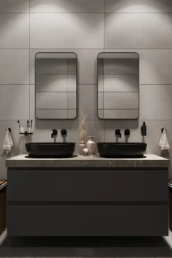 Haceka badkamerspiegel Deco mat zwart 80 x 55 cm rechthoek afgeronde hoeken