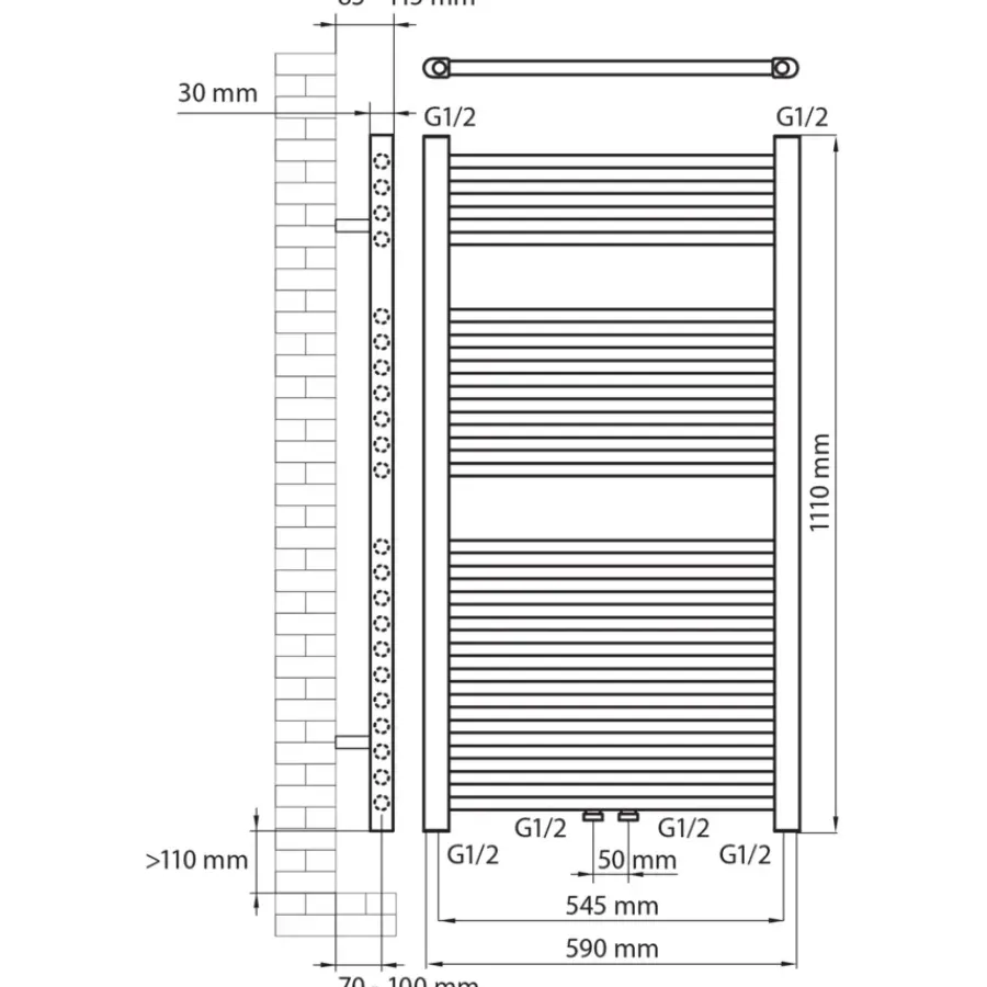 Haceka designradiator Gobi chroom 1110 mm x 590 mm