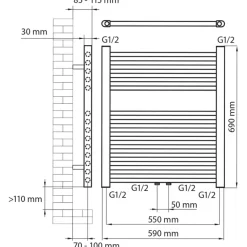 Haceka design radiator Gobi zwart 6-punts 69 x 59 cm