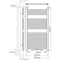 Haceka design radiator Gobi zwart 6-punts 111 x 59 cm