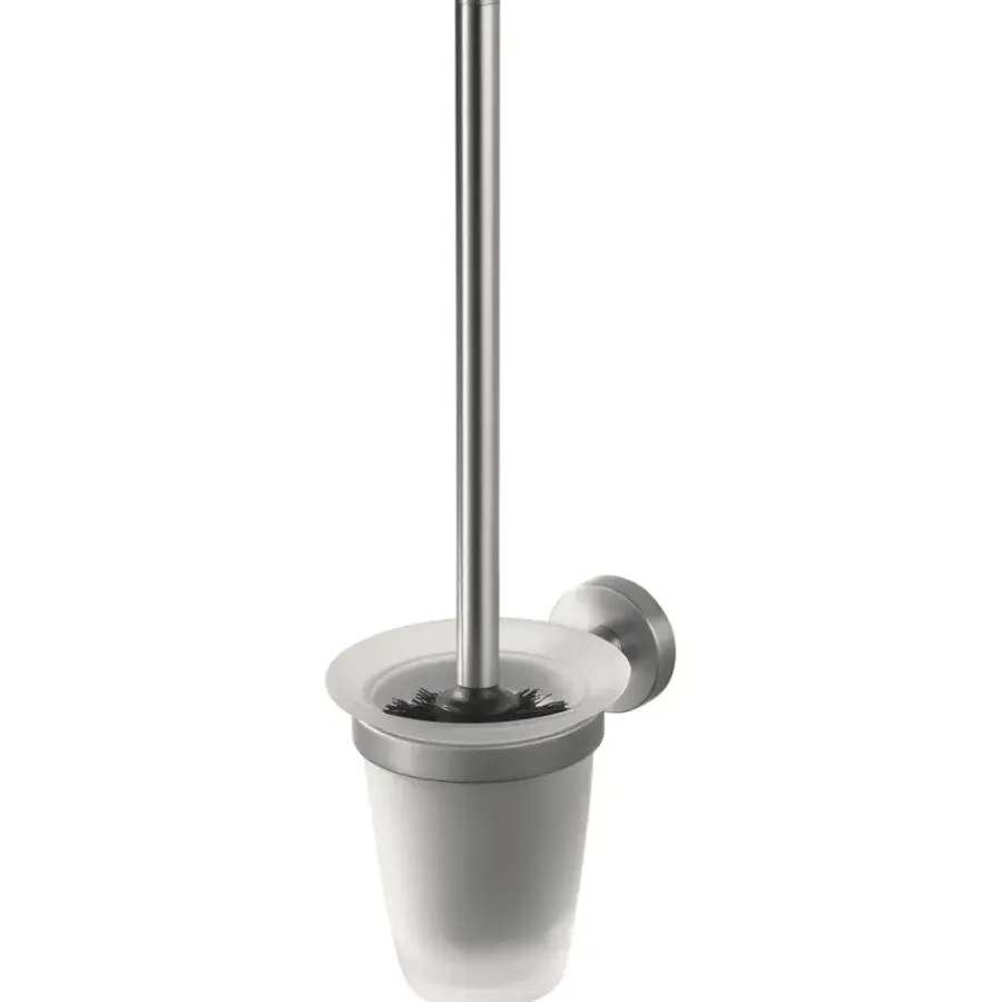 Haceka Kosmos toiletborstelset glas RVS look geborsteld mat
