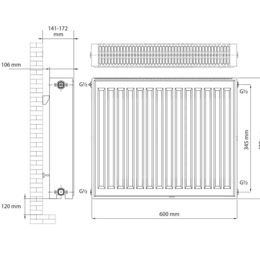 Haceka paneelradiator Imago Duo 400 mm x 600 mm