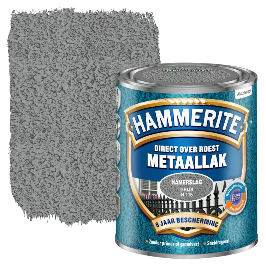 Hammerite Direct over Roest metaallak hamerslag grijs 750 ml