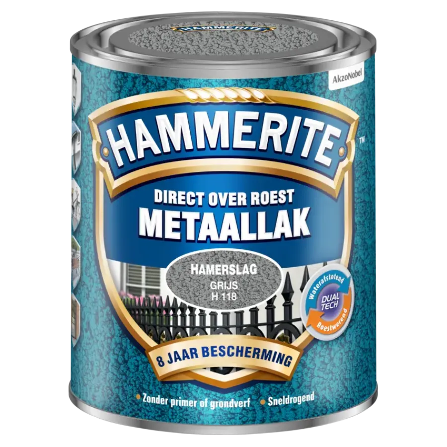 Hammerite Direct over Roest metaallak hamerslag grijs 750 ml