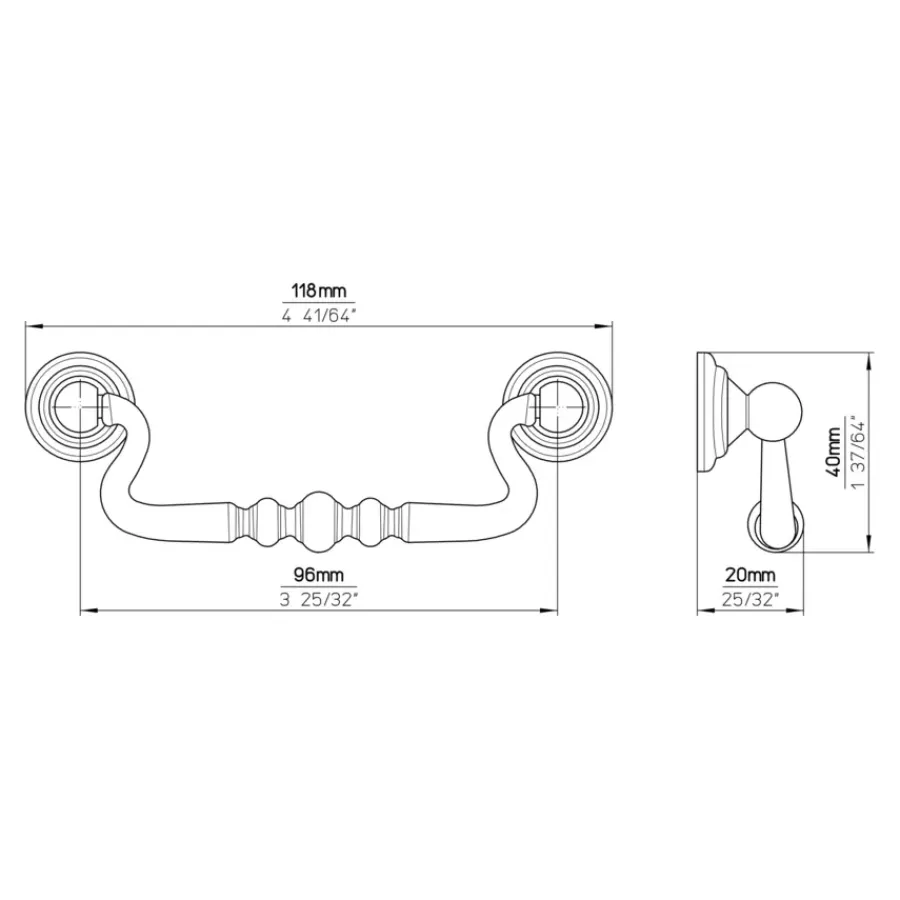 Siro Handgreep Linda tin look 96mm
