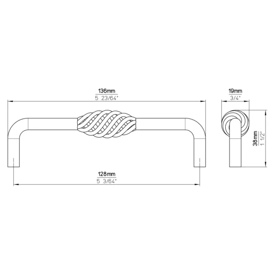 Siro Handgreep Suzan zwart 128mm