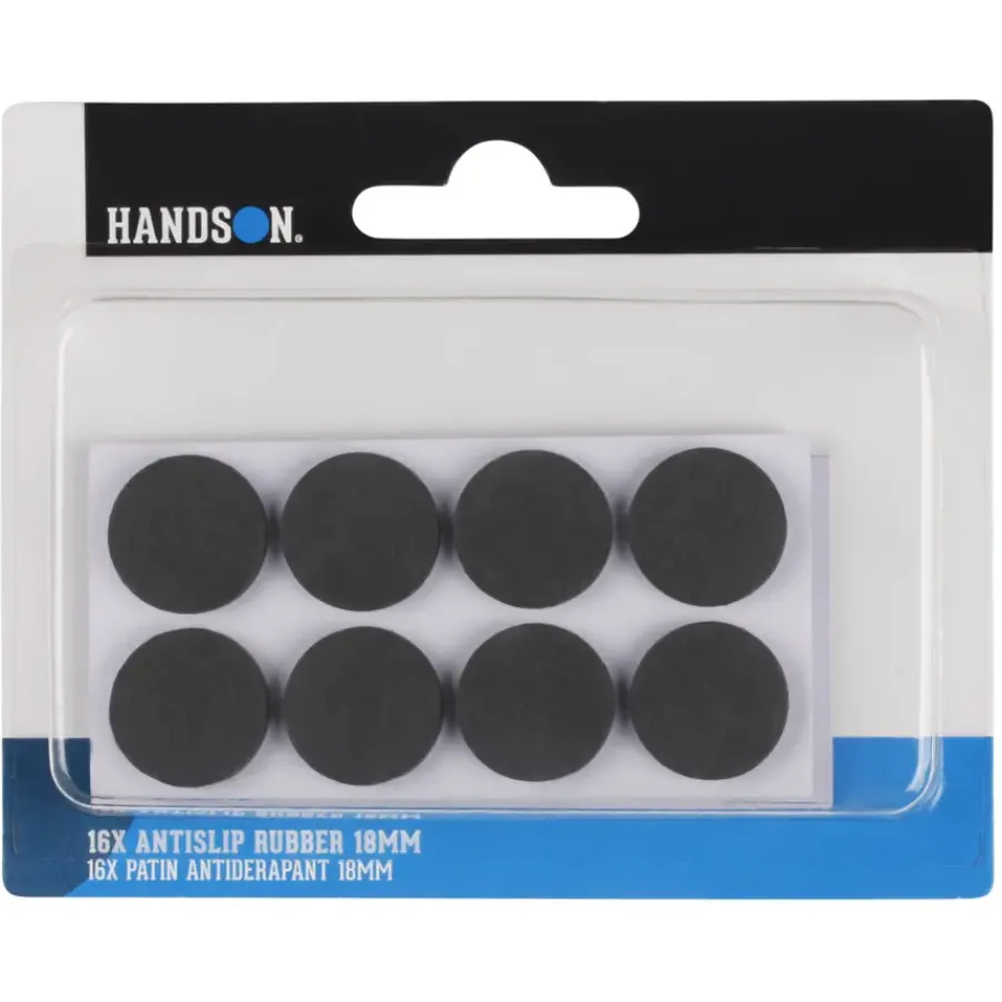 Handson anti slip rubber Ø18 mm zwart 16 stuks