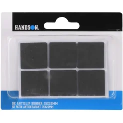 Handson anti slip rubber 25x25 mm zwart 9 stuks