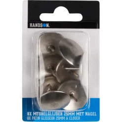 Handson meubelglijder glijnagel nikkel Ø25 mm 8 stuks