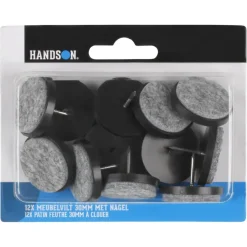 Handson meubelglijder viltglijder met nagel Ø30 mm bruin 12 stuks