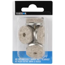 Handson meubelglijder viltglijder met schroef nikkel Ø28 mm 4 stuks