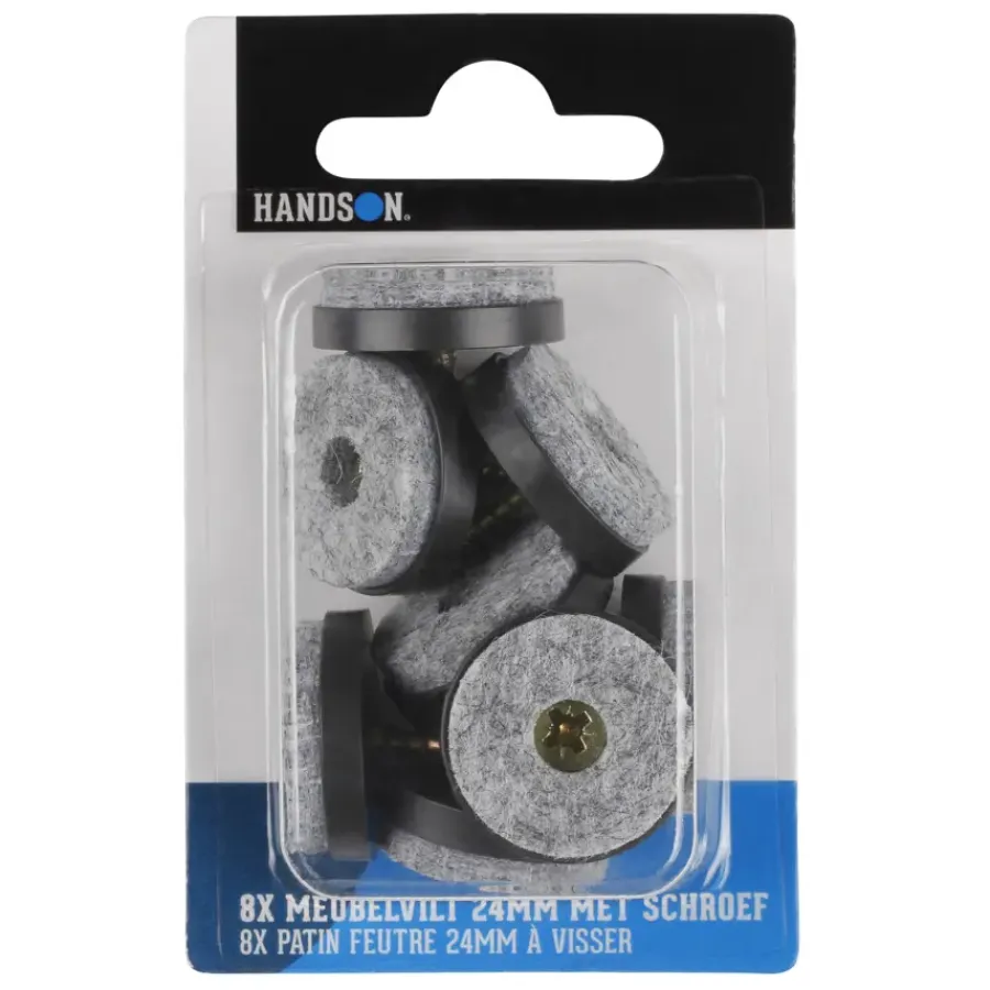 Handson meubelglijder viltglijder met schroef bruin Ø24 mm 8 stuks