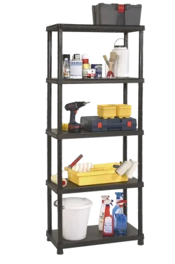Handson stellingkast kunststof zwart 5 legborden 50 kg/legbord 187x80x40 cm