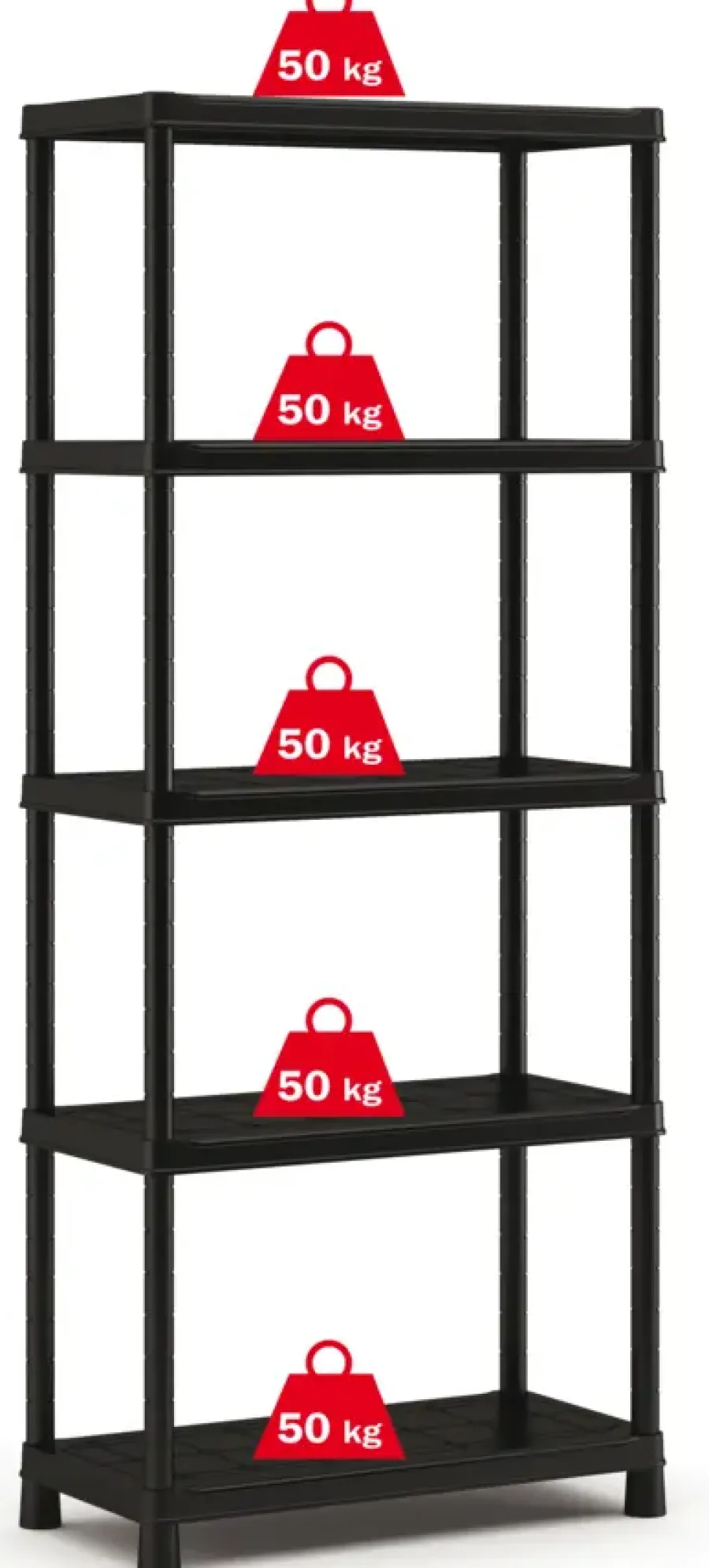 Handson stellingkast kunststof zwart 5 legborden 50 kg/legbord 187x80x40 cm