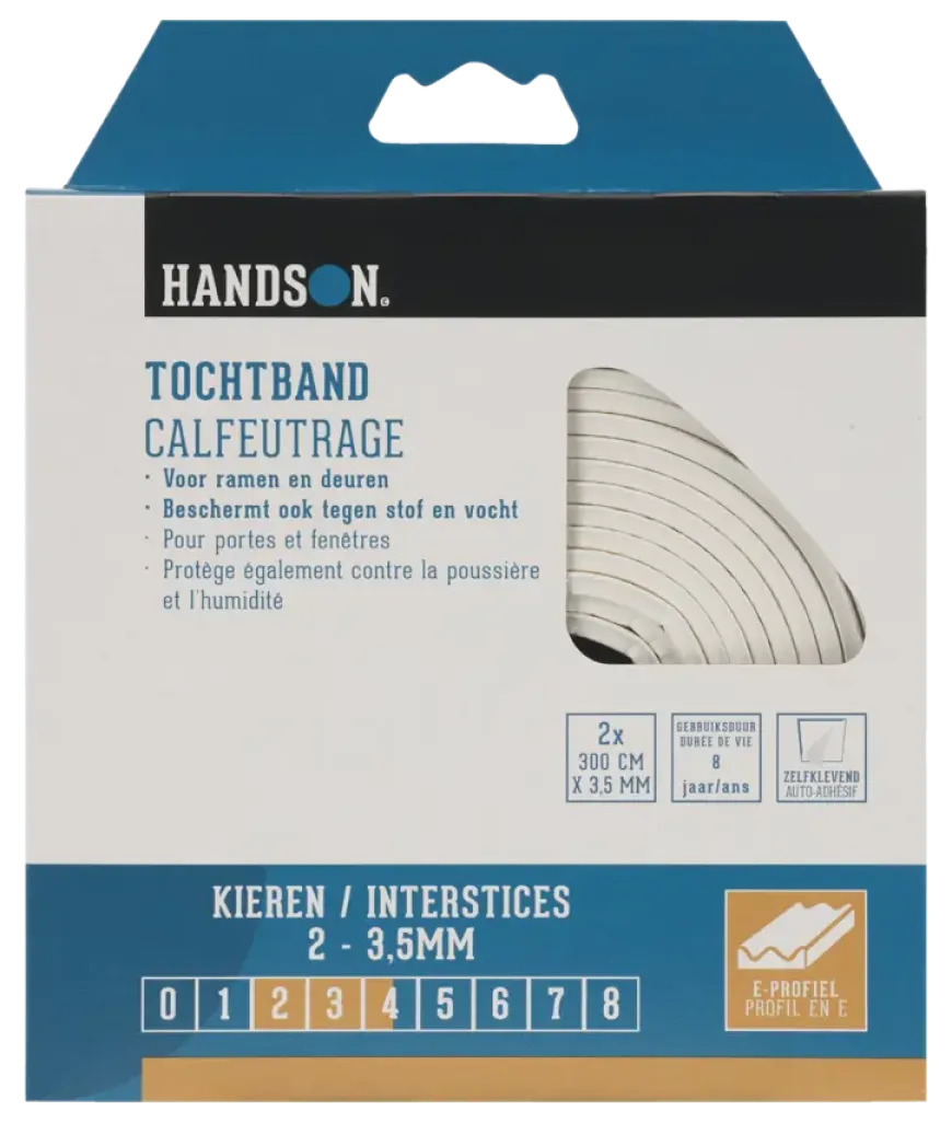 Handson tochtband E-profiel EPDM rubber wit 3 meter 2 stuks