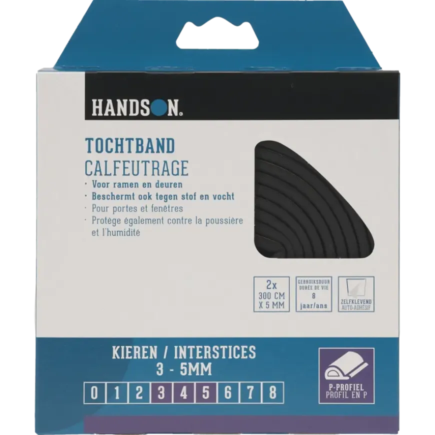 Handson tochtband P-profiel EPDM rubber antraciet 3 meter 2 stuks