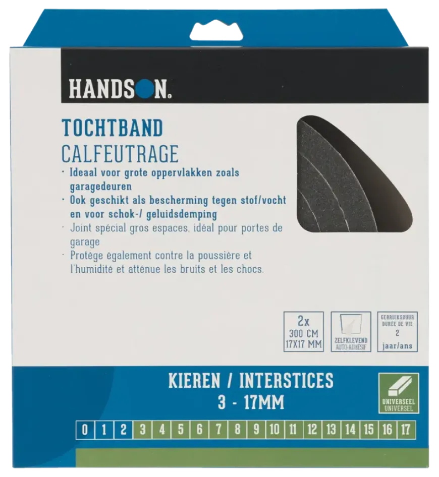 Handson tochtband universeel PU-schuim antraciet 3 meter 2 stuks