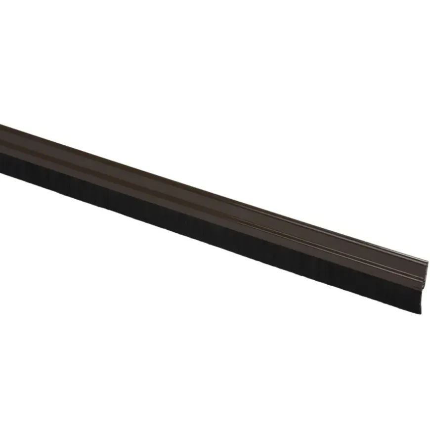 Handson tochtstrip aluminium 93 cm met borstel bruin