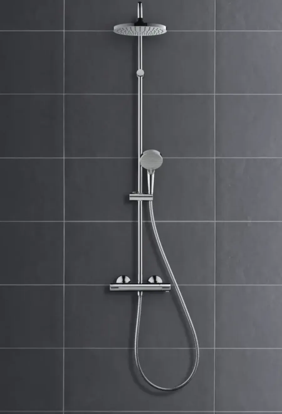Hansgrohe regendoucheset Vernis Blend 200 met handdouche en thermostaatkraan 2 standen zwart - hartafstand kraan 15 cm