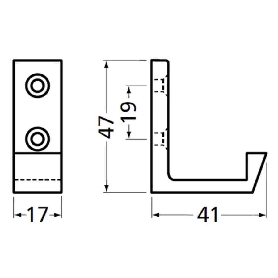 Hermeta garderobe jashaak mat zwart – geschikt voor lattenwand 1,7 cm – 1 stuk
