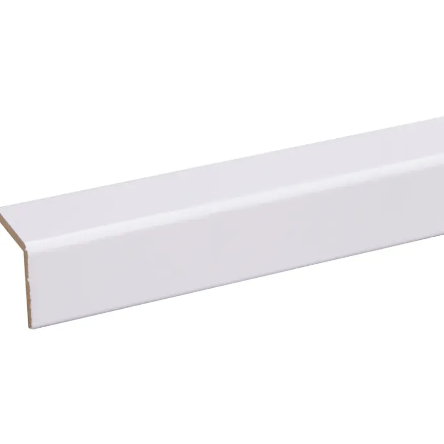 Hoeklat zelfklevend MDF wit folie 33x33 mm 260 cm