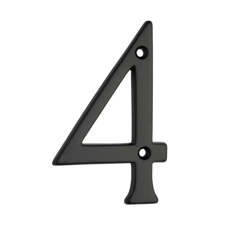 Huiscijfer 4 aluminium zwart