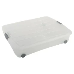 Iris Bedrollerbox click 50 liter transparant met grijze clips inclusief deksel