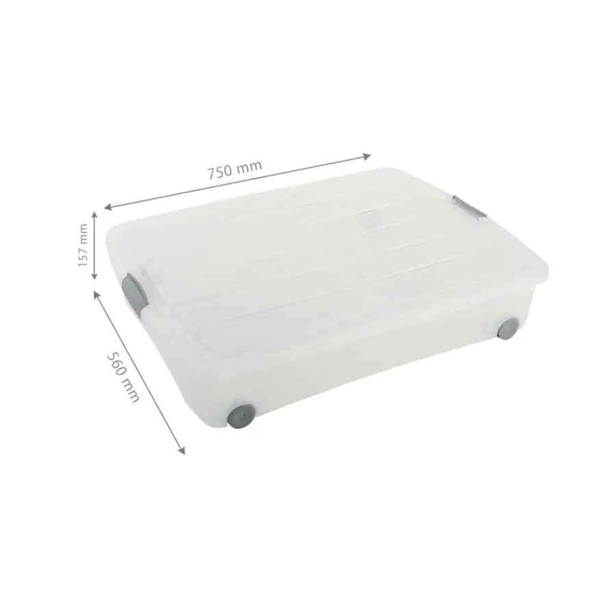 Iris Bedrollerbox click 50 liter transparant met grijze clips inclusief deksel
