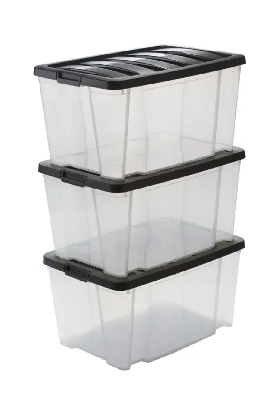 Iris Handybox Opbergbox - 45L - Kunststof - Transparant/zwart - Set van 3
