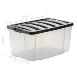 Iris Handybox Opbergbox - 45L - Kunststof - Transparant/zwart - Set van 3